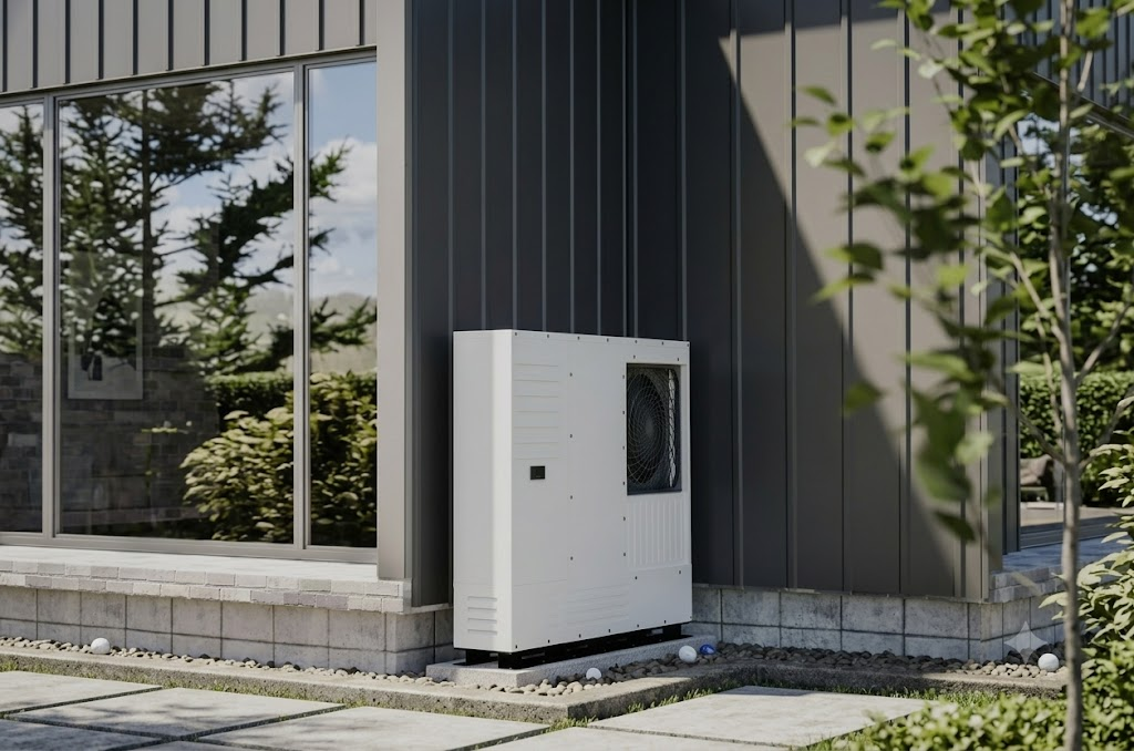 Pompe à chaleur air-eau avec module hydraulique en façade